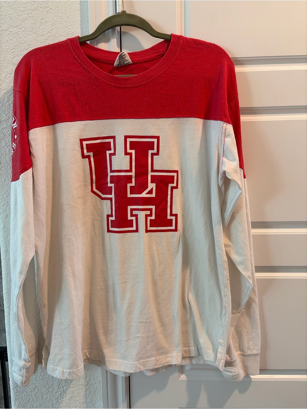University-Inspired Red & White Long Sleeve Kids Top
